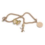 A 9ct rose gold bracelet with charms