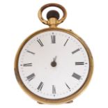 An 18K gold open faced fob watch