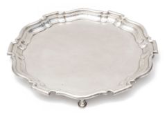 A large George V silver salver,