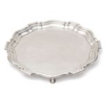 A large George V silver salver,