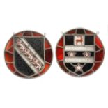 Two armorial leaded stained glass roundels c.1900