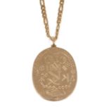 A contemporary 9ct gold Masonic pendant on chain