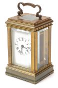An early 20th century brass miniature carriage clock