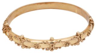 A Victorian 9ct gold stiff bangle