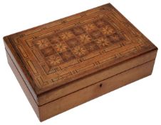 A 19th century fruitwood parquetry work box,