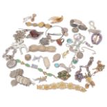 A collection of vintage and later silver and other jewellery