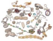 A collection of vintage and later silver and other jewellery