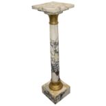 A Fr. white and grey veined marble and gilt metal mounted pedestal c. 1900