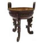 A Chinese bronze Archaistic tripod censer