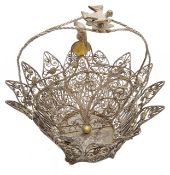 A 19th century white metal filigree basket