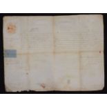 Queen Anne (1665-1714). A signed folio page document, ink on vellum,
