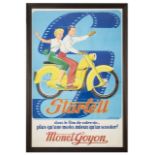 A large vintage Fr. advertising poster for the Monet Goyon Starlett motorcycle,
