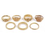 A collection of mixed gold rings