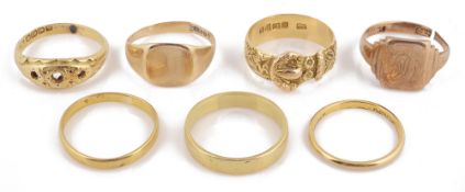 A collection of mixed gold rings