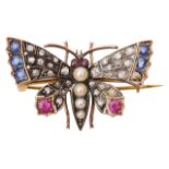 An attractive Victorian diamond and gem set butterfly brooch