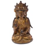 A Chinese gilt bronze figure of Guanyin