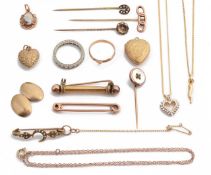 A small collection of jewellery including a Victorian seed pearl brooch