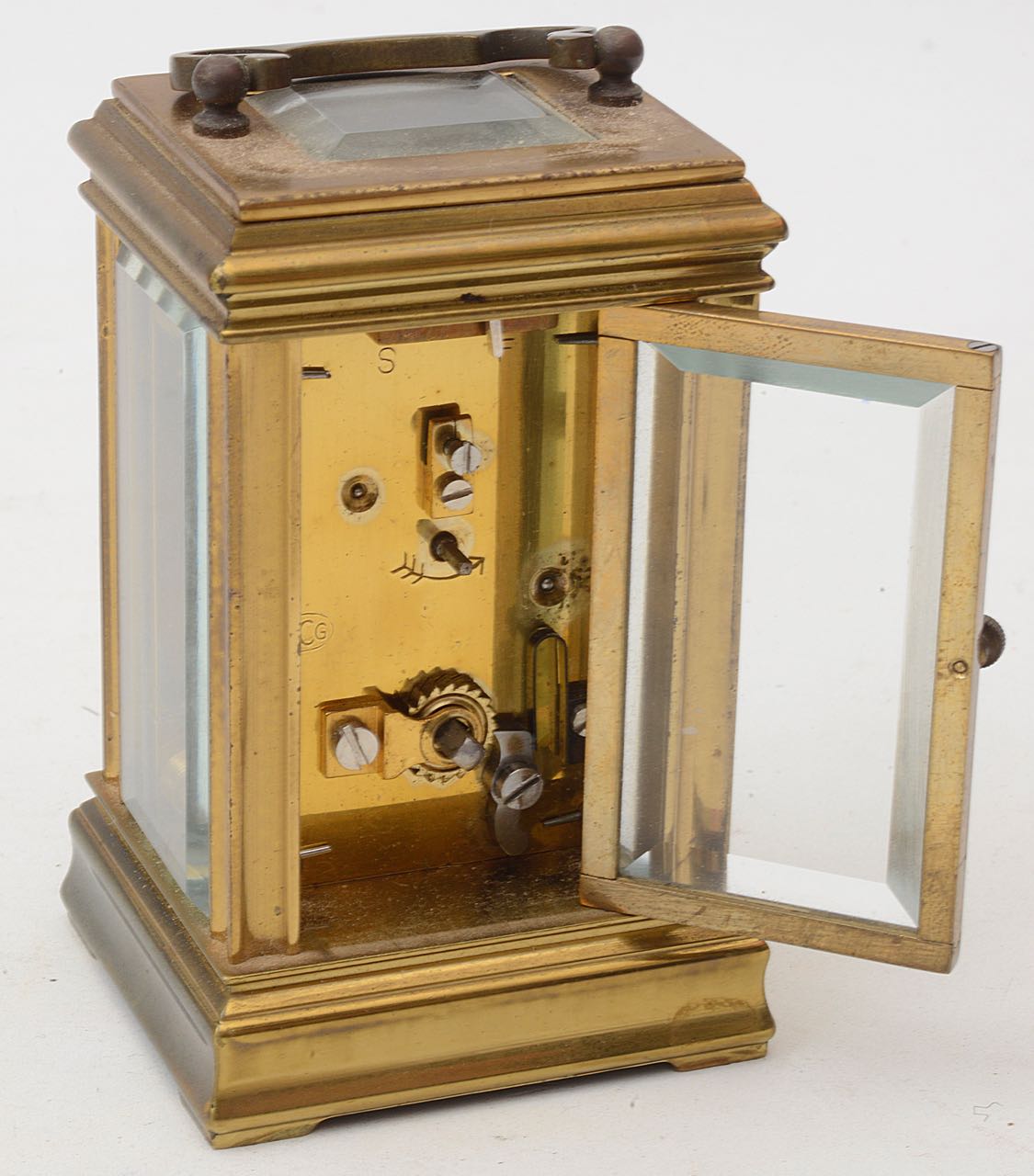 An early 20th century brass miniature carriage clock - Image 2 of 2