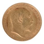 An Edward VII gold half sovereign