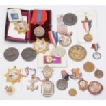 A collection of Edward VIII and George VI coronation medals, badges and and other items