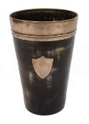 A Victorian silver mounted horn beaker,