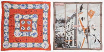 Three Hermes cotton scarves