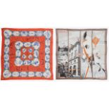 Three Hermes cotton scarves