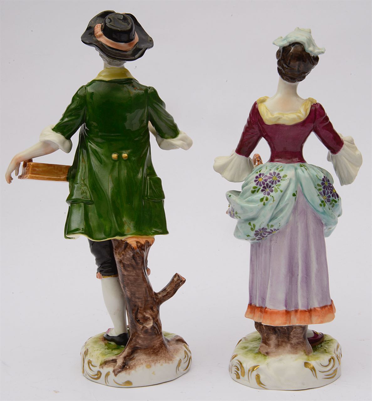 A pair of Volkstedt porcelain figures of flowers sellers - Image 2 of 3