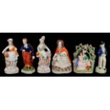 A group of 19th century and later Staffordshire flat back figures,