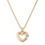 An 18ct yellow gold and diamond pendant and necklace