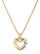 An 18ct yellow gold and diamond pendant and necklace