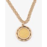 A half sovereign pendant on 9ct chain