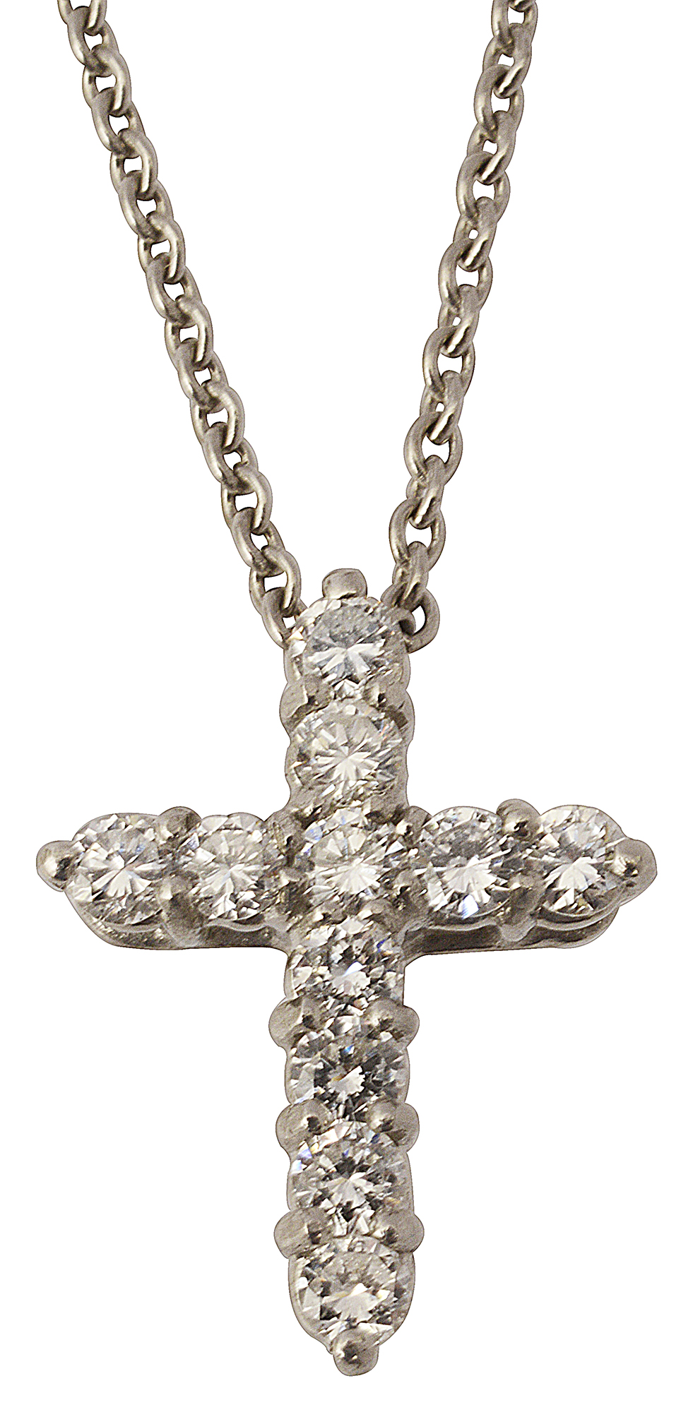 A diamond-set and platinum Latin cross pendant