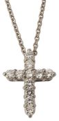 A diamond-set and platinum Latin cross pendant