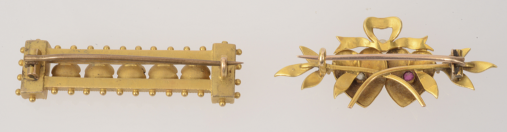 Two late Vict. gem-set and yellow gold bar brooches - Image 2 of 2