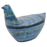 A Bitossi Ceramiche pottery lidded bowl in the form of a bird