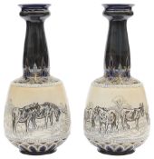 A pair of Doulton Lambeth stoneware vases by Hannah Barlow, c. 1880-91,