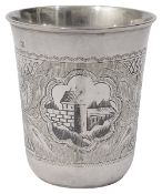 A 19th century Russian .84 zolotnik silver and niello beaker