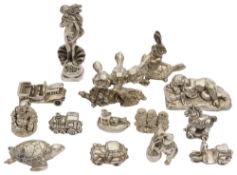 A Collection of fourteen filled silver figurines