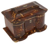 A late Regency tortoiseshell and ivory banded tea caddy c.1830