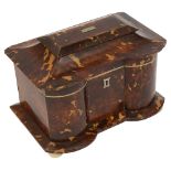 A late Regency tortoiseshell and ivory banded tea caddy c.1830