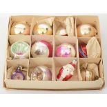 A box of twelve vintage Christmas baubles,