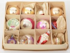A box of twelve vintage Christmas baubles,