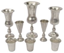 Eight early 20th century silver kiddish cups