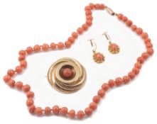 Three items of coral jewellery