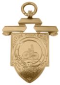 A 9ct gold cycling medal pendant/fob