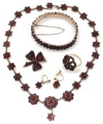 A good collection of Victorian Bohemian garnet set garnet jewellery