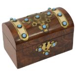 A Victorian brass bound walnut tea caddy