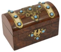 A Victorian brass bound walnut tea caddy