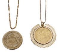 A fine gold George V half sovereign pendant